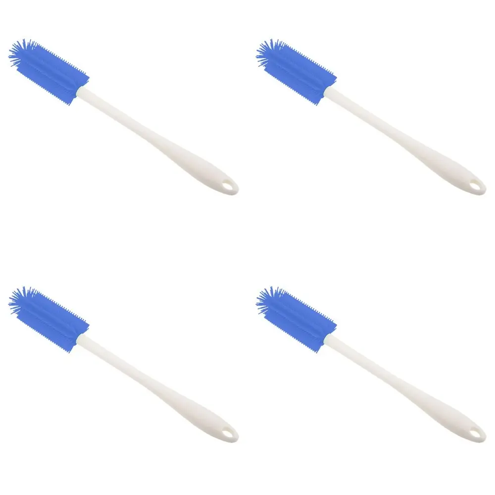 4x Appetito Silicone Bristles Bottle Brush Home Cleaning 35.5x4.5cm Dia. Blue