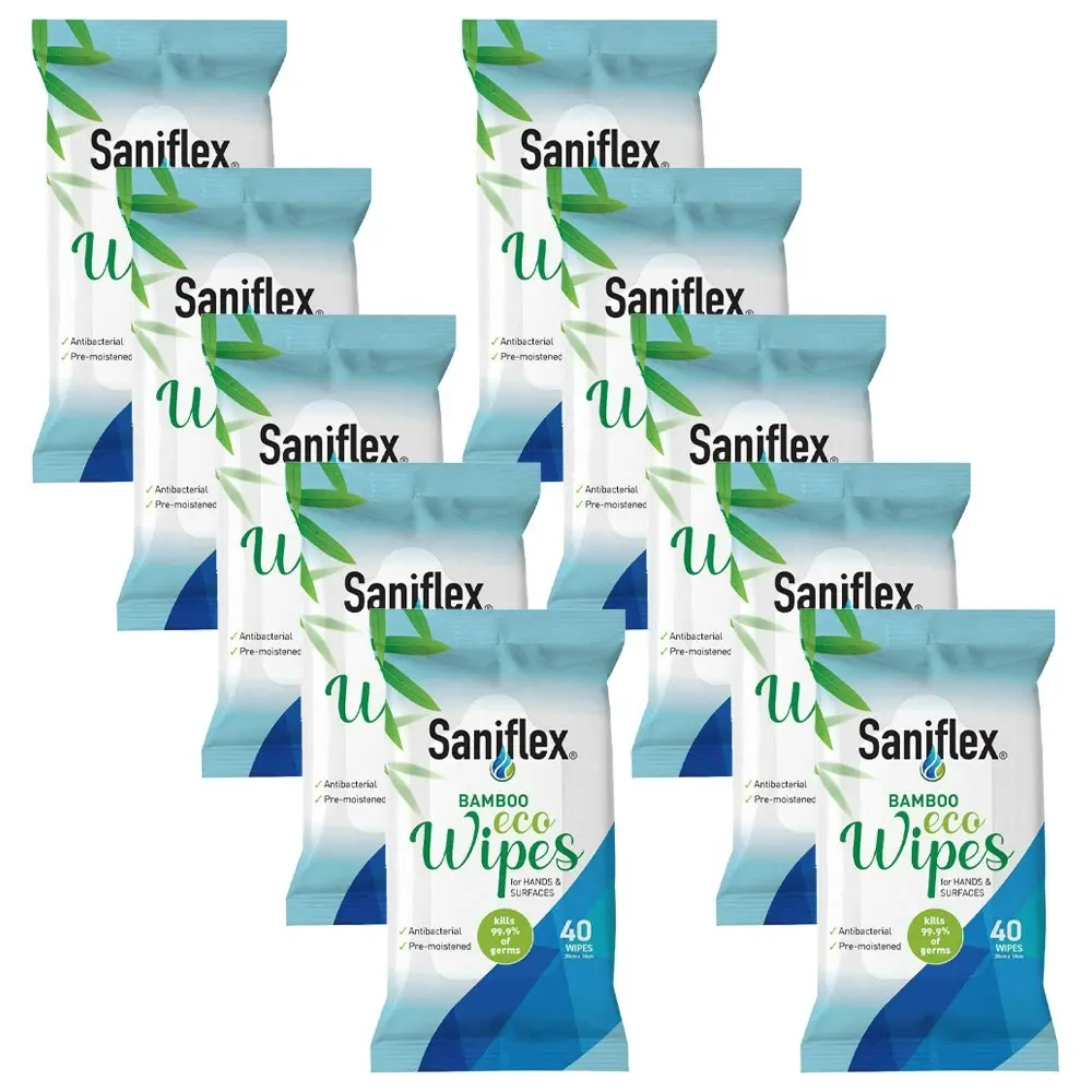 400pc Saniflex Soft Gentle Bamboo Material Eco Hand Wipes Home cleaning