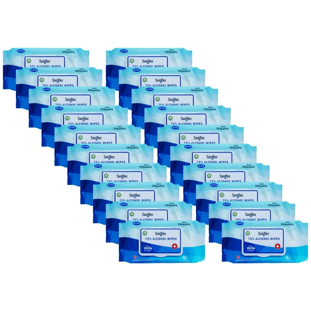 1000pc Saniflex 75% Alcohol Antibacterial Surface Wipes Home Kitchen cleaning