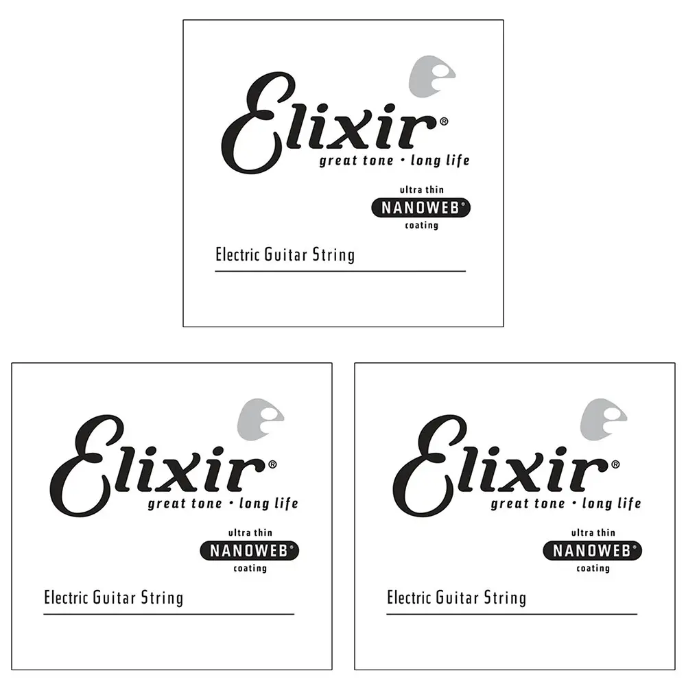 3x Elixir #15224 Electric Guitar Instrument Nano Coating 0.024 Single String