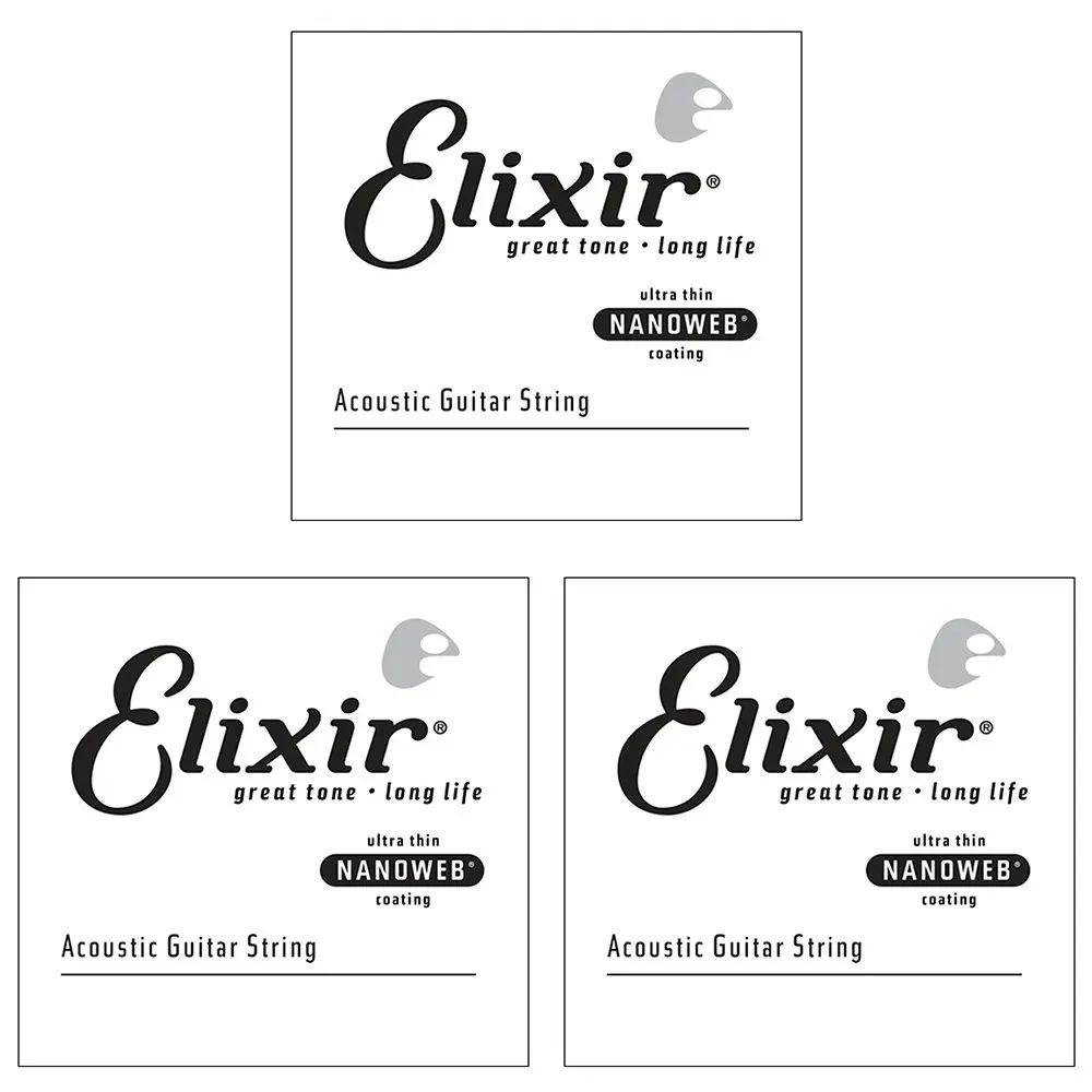 3x Elixir #15132 Acoustic Nanoweb Guitar Music 0.032 Single String 80/20 Bronze