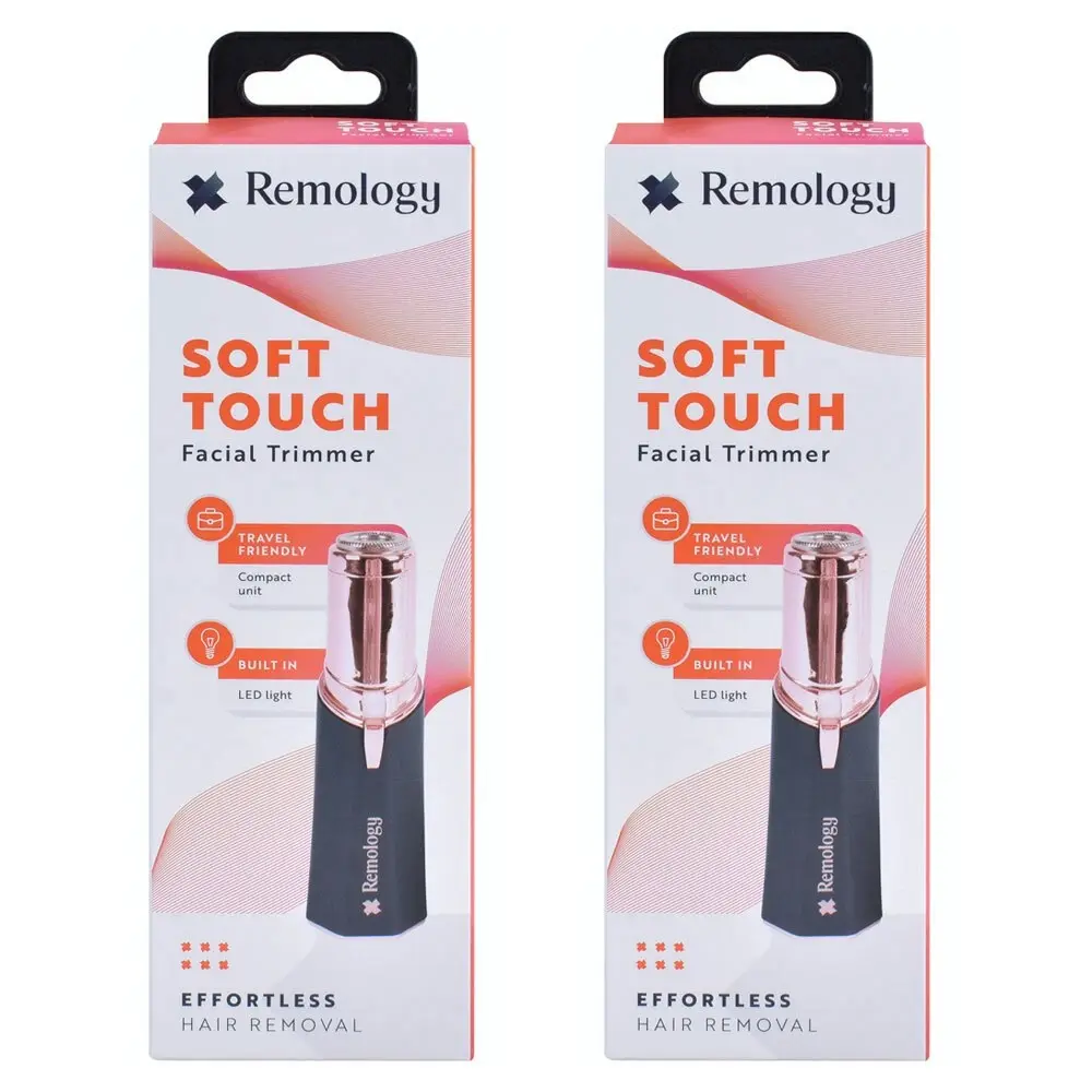 2PK Remology Soft Touch Compact Travel Gentle Facial Hair Trimmer w/ LED Light