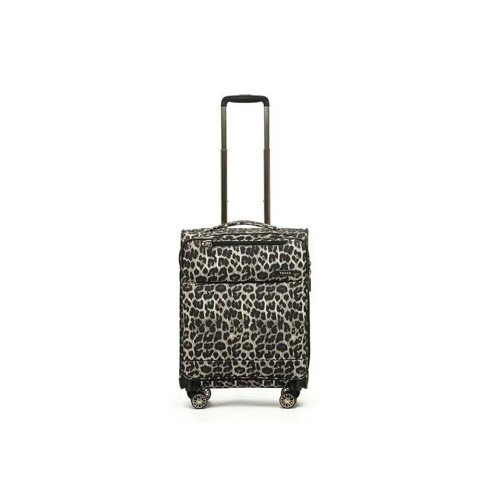 Tosca So-Lite 54cm/48L Suitcase Luggage Travel Carry On Trolley Case Leopard