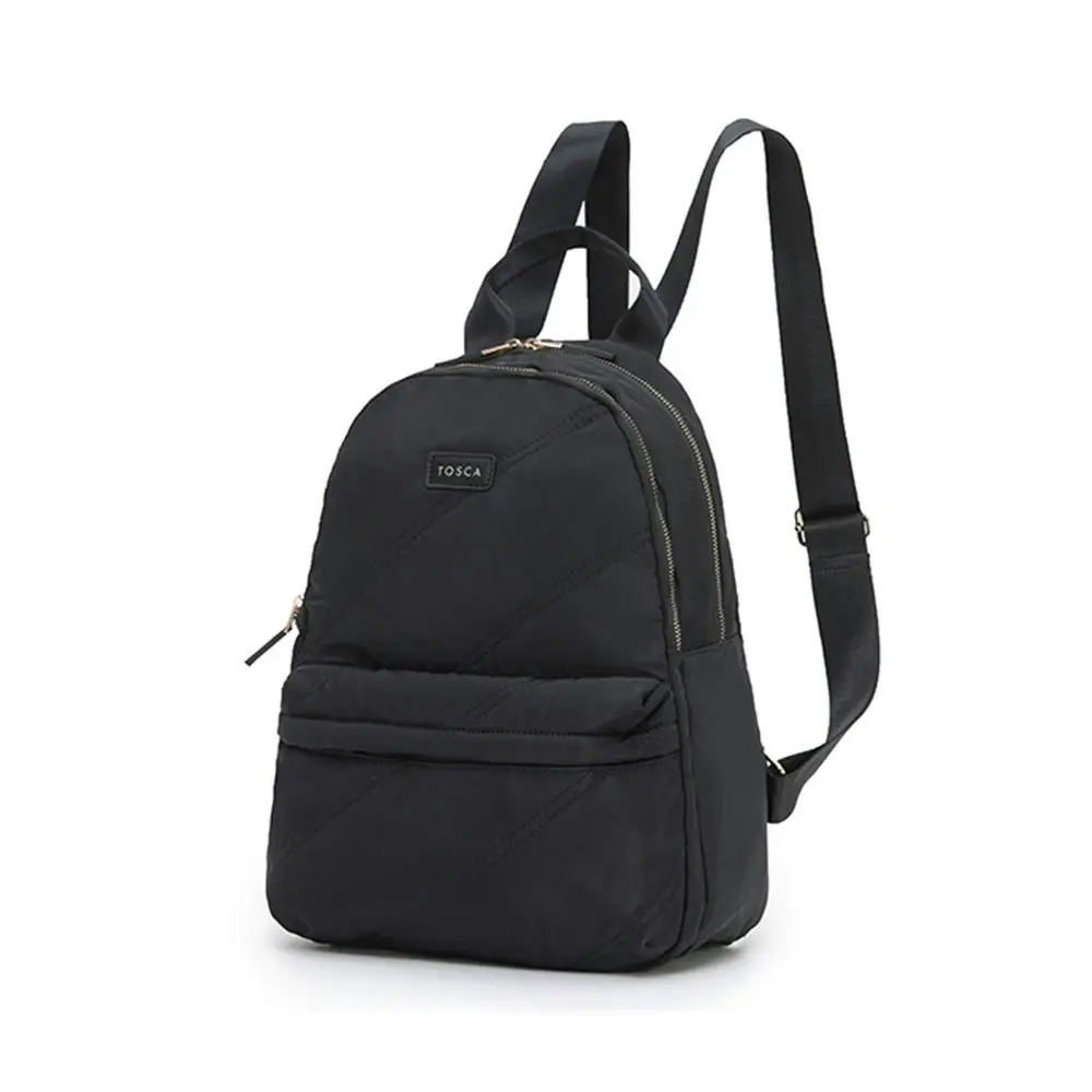 Tosca Daily Nylon Lightweight Shoulder Laptop School Backpack Black Stitch