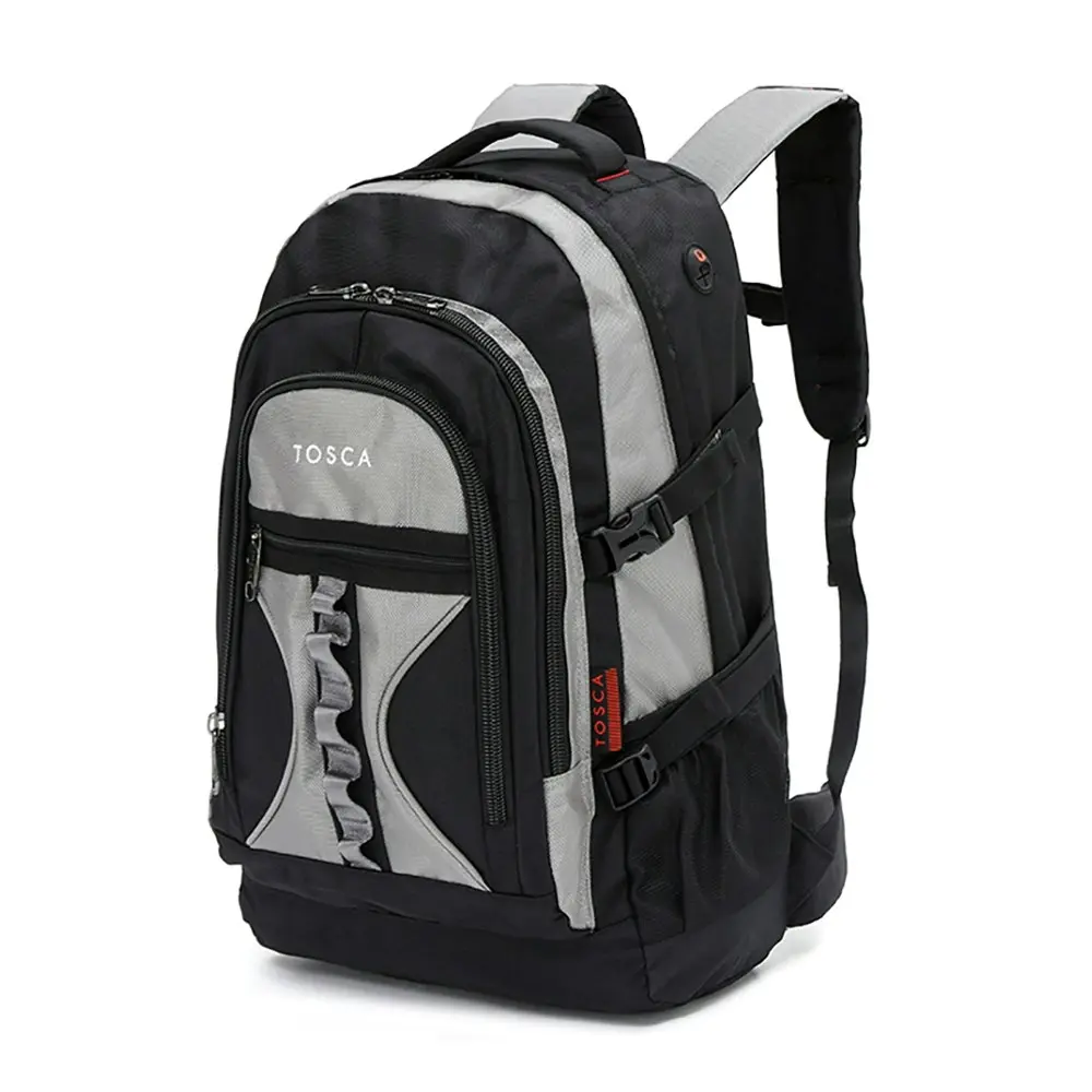 Tosca 50L/58x38x23cm Deluxe Padded Outdoor Utility Backpack Bag - Black/Grey