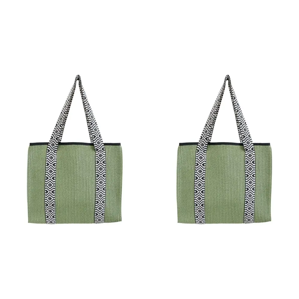 2x LVD Women's/Ladies Beach Summer Carry Tote Outdoor Shoulder Bag 34x29cm Sage