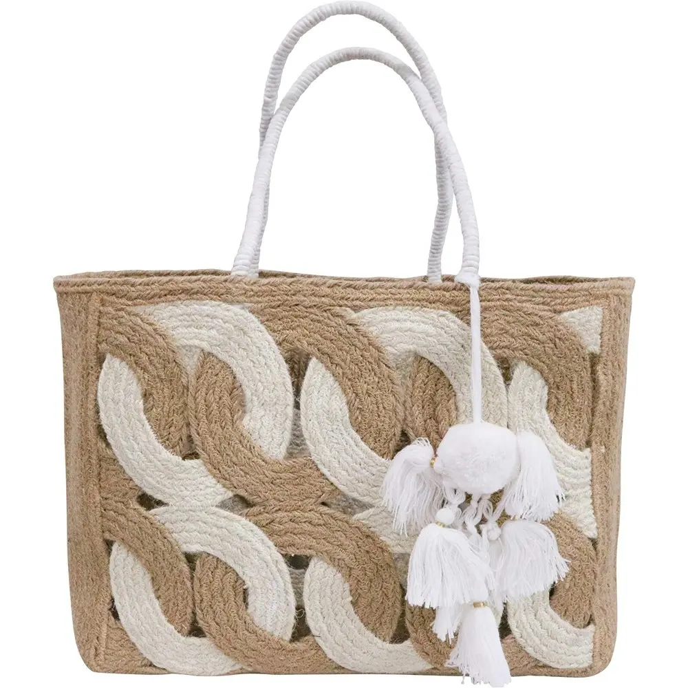 LVD Jute Interlink Portable On The Go Decorative Cozy Carry Tote Bag 38x30cm