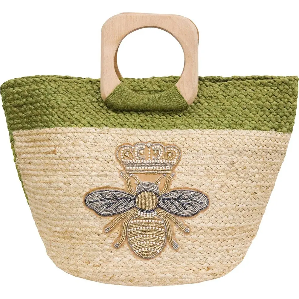 LVD Jute Bag Bee Print Womens Elegant Cozy Shoulder Handbag Carrier 50x30cm