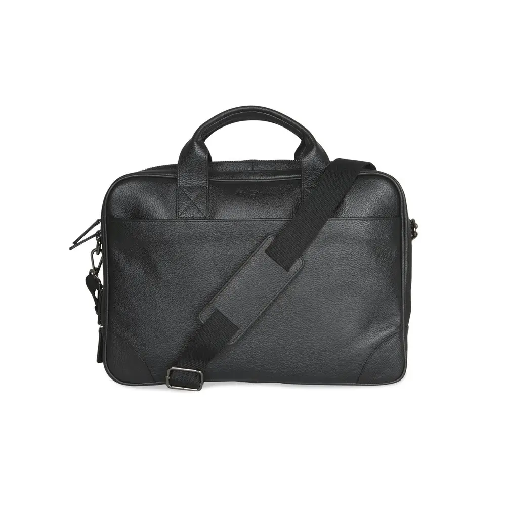 Ben Sherman Men's Leather Briefcase Satchel Messenger Laptop Shoulder Bag Black