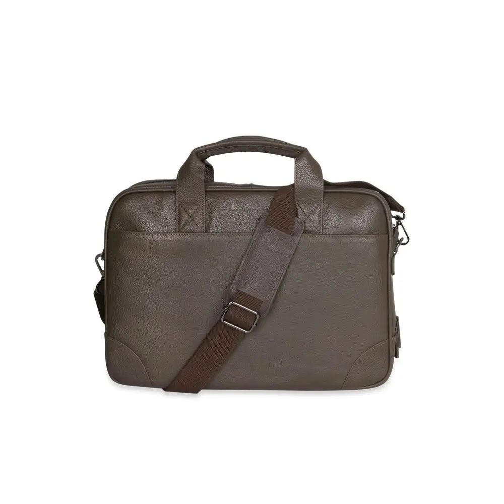 Ben Sherman Men's Leather Briefcase Satchel Messenger Laptop Shoulder Bag Brown