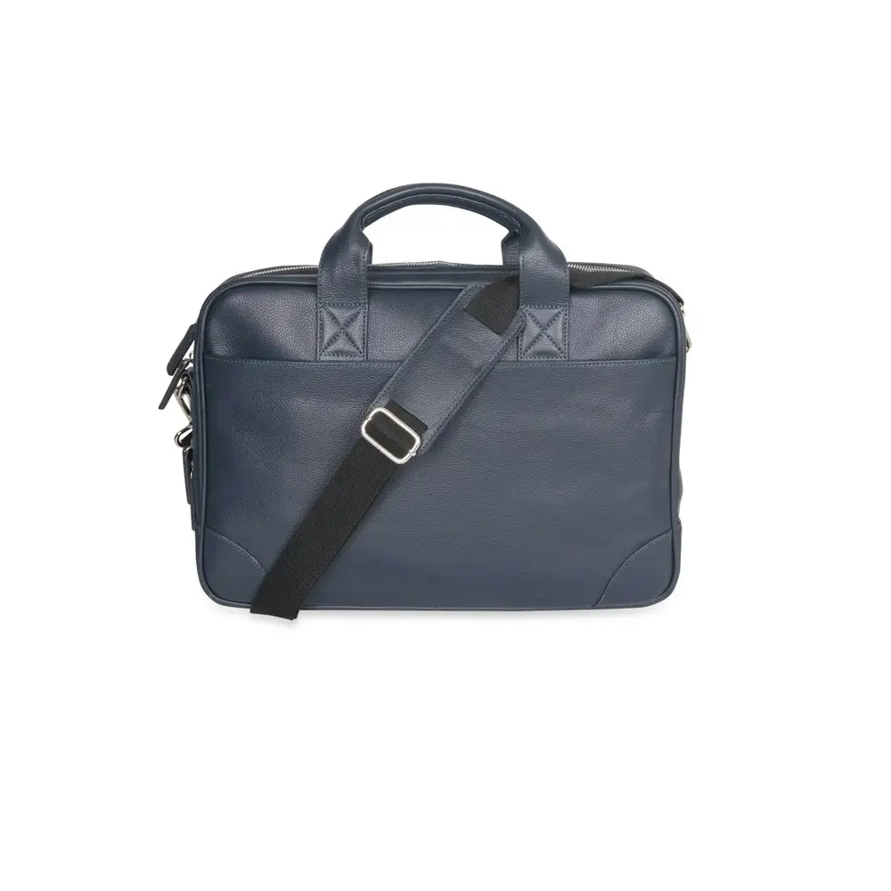 Ben Sherman Men's Leather Briefcase Satchel Messenger Laptop Shoulder Bag Navy