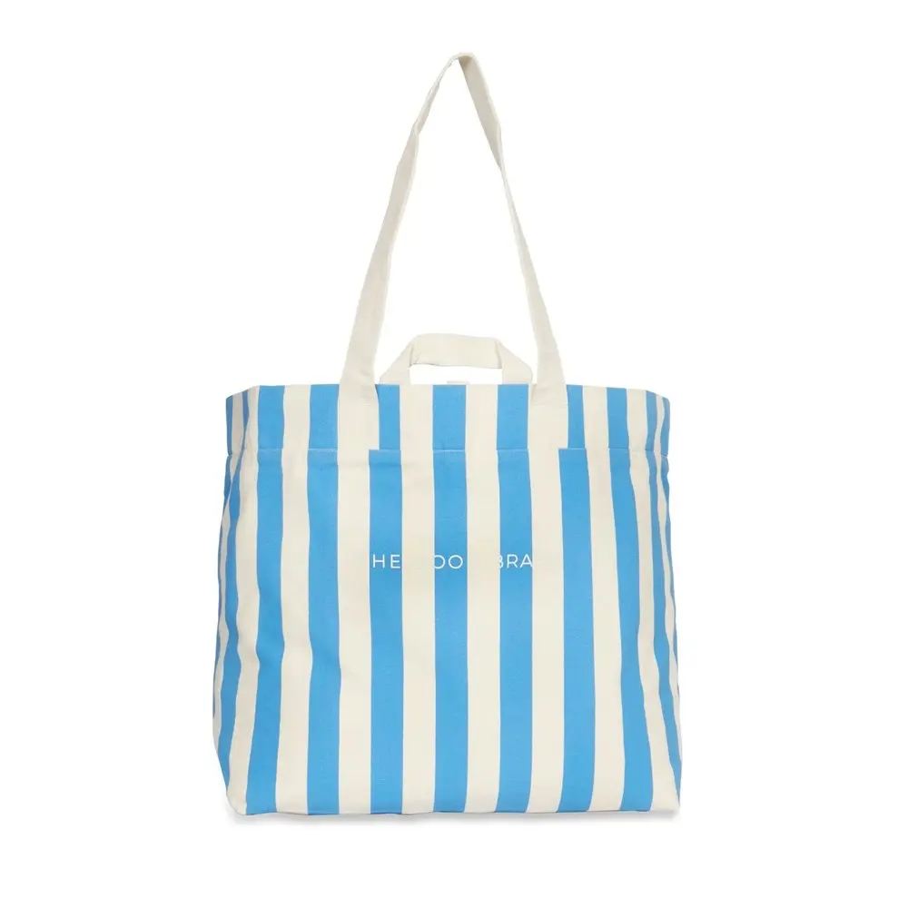 The Good Brand Women's Cotton 65cm Leisure Tote Bag/Handbag Bright Blue Stripe