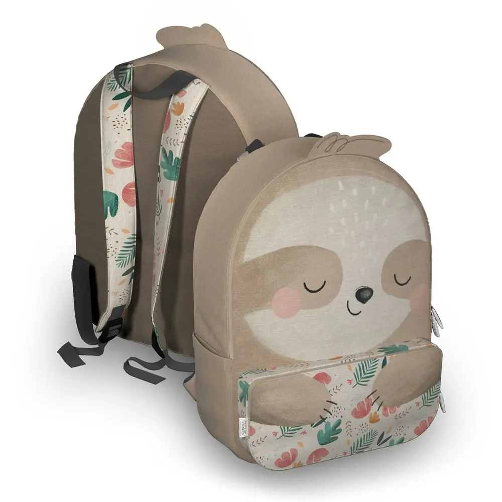 Sassi  A4 Junior Cotton Kids/Childrens School Backpack Gnawy The Sloth 3+