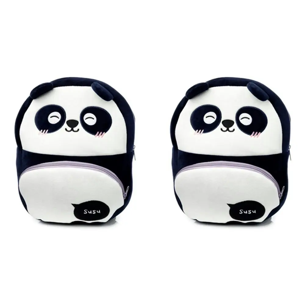 2x Adoramals 30cm Panda Backpack Kids/Toddler Travel School Animal Plush Bag