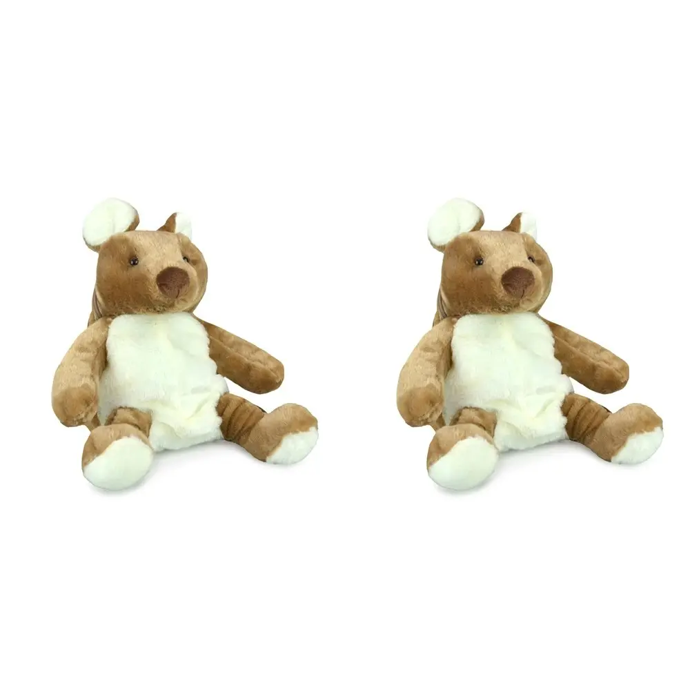 2x Adoramals 40cm Kangaroo Backpack Kids/Children Travel School Animal Plush Bag