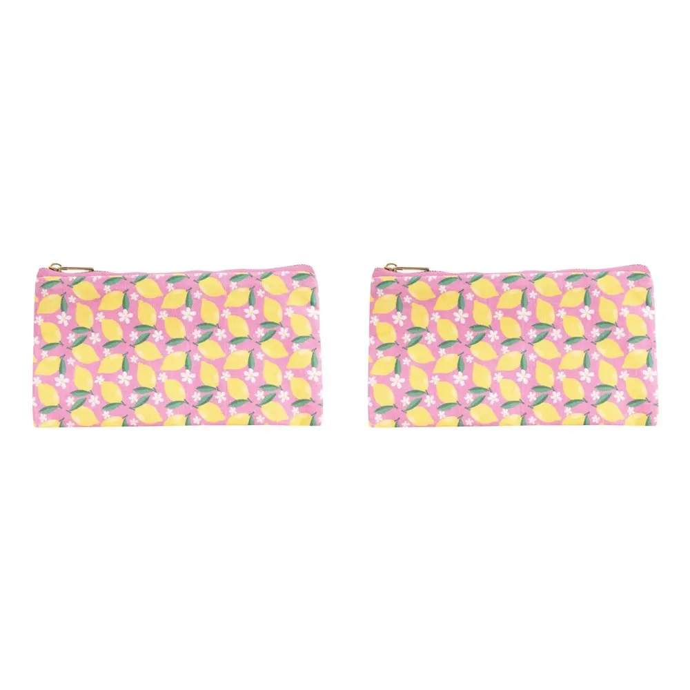 2x Splosh Handbag Accessories Organiser Storage Pouch 20x11cm Lemon Print