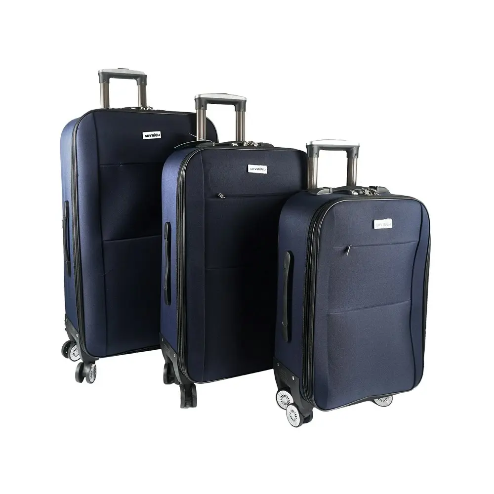 3pc Jemark Sky High Soft Case Travel Suitcase/Luggage Bag Lightweight Navy