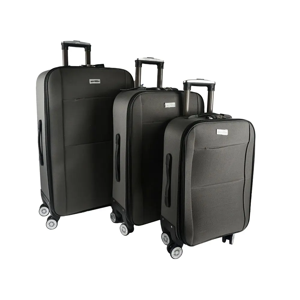 3pc Jemark Sky High Soft Case Travel Suitcase/Luggage Bag Lightweight Charcoal