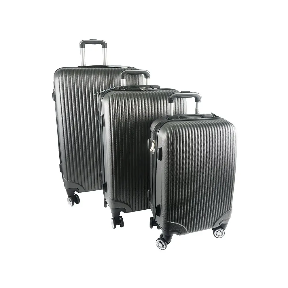 3pc Jemark Sky High Hard Case Travel Suitcase/Luggage Bag Lightweight Charcoal