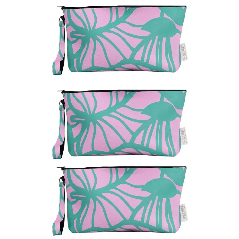 3x Splosh Beach Bliss Palms Neoprene Travel Wristlet Pouch Storage 31.5x20cm