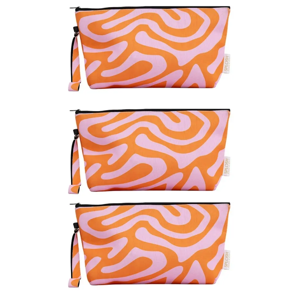 3x Splosh Beach Bliss Swirl Neoprene Travel Wristlet Pouch Storage 31.5x20cm