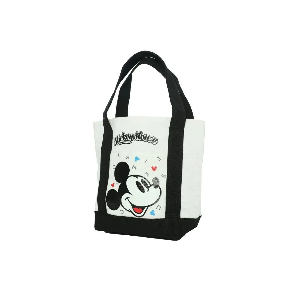 Disney Mickey Mouse Canvas Shopper Women's Shopping Tote Bag White/Black