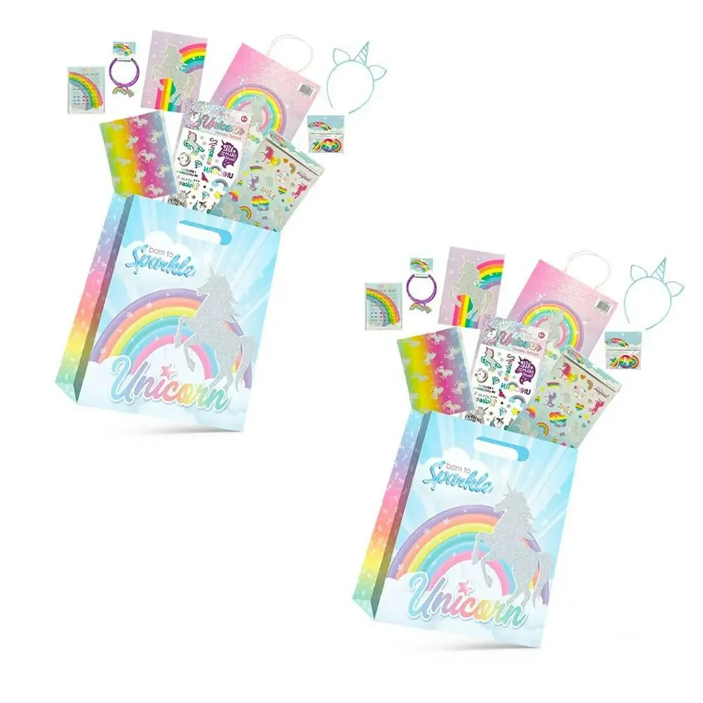 2PK Unicorn Sparkle Girly Mini Variety/Assorted Activity & Toy Childrens Showbag