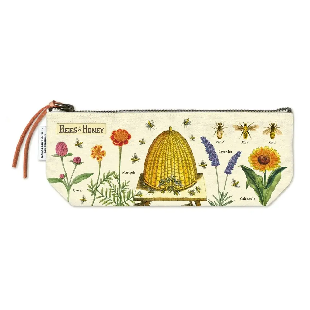 Cavallini Cotton Hand Carry Mini Pouch Storage Organiser 10x23cm Bees/Honey