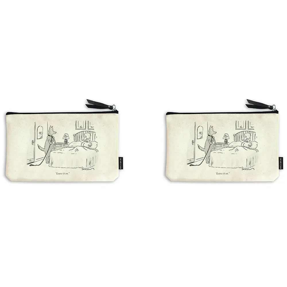 2x The New Yorker Cotton Canvas Zippered Pouch Purse 25x16cm WHT Leave It On