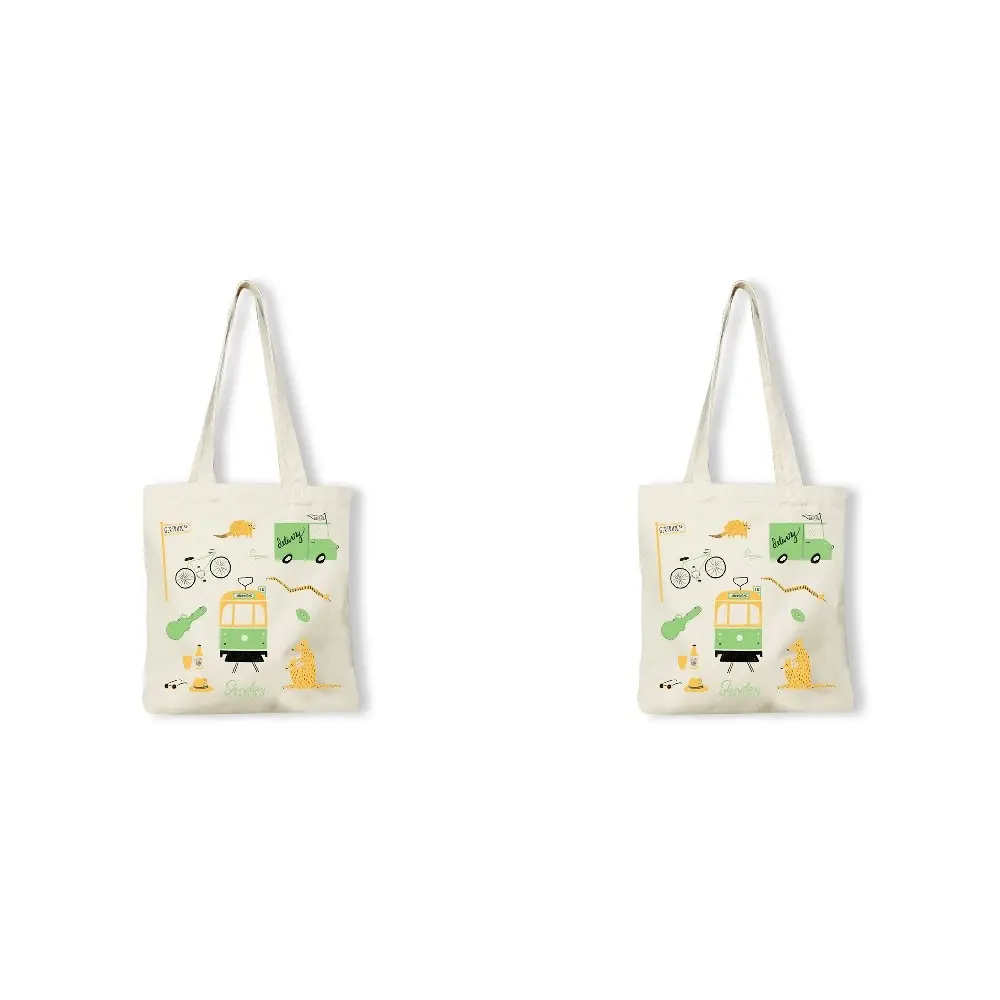 2x Sunday Paper Women's Cotton Canvas Tote Bag Beach Carry 42cm Melbourne Icons