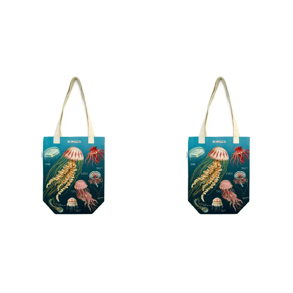 2x Cavallini Cotton Tote Bag Travel/Shopping Carry Handbag 33x40cm Jellyfish