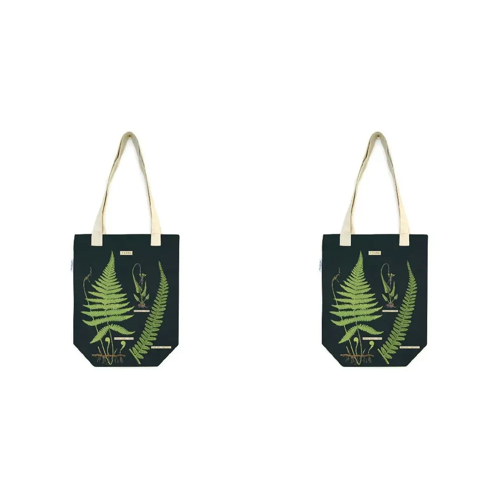 2x Cavallini Cotton Tote Bag Travel/Shopping Carry All Handbag 33x40cm Ferns