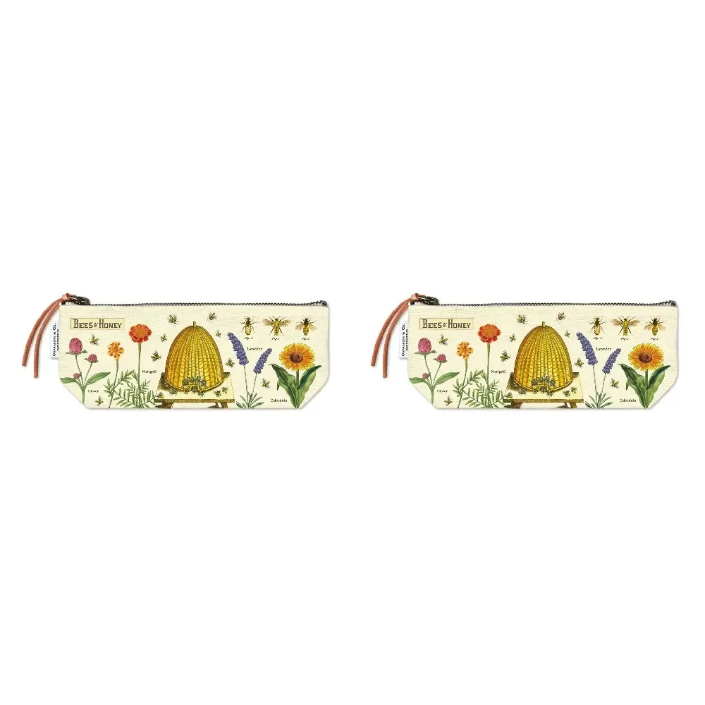 2x Cavallini Cotton Hand Carry Mini Pouch Storage Organiser 10x23cm Bees/Honey