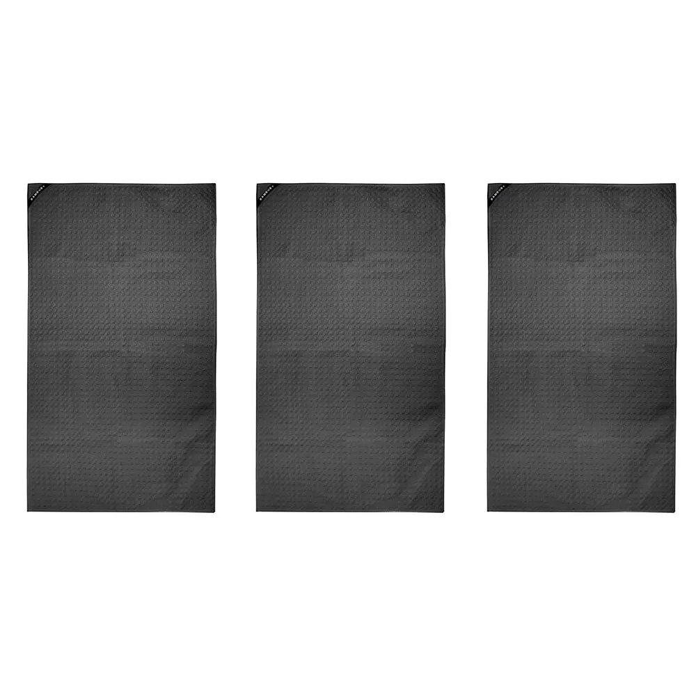 3x Bambury Matrix Workout Microfibre Gym Towel Small Charcoal 40 x 70cm Knitted