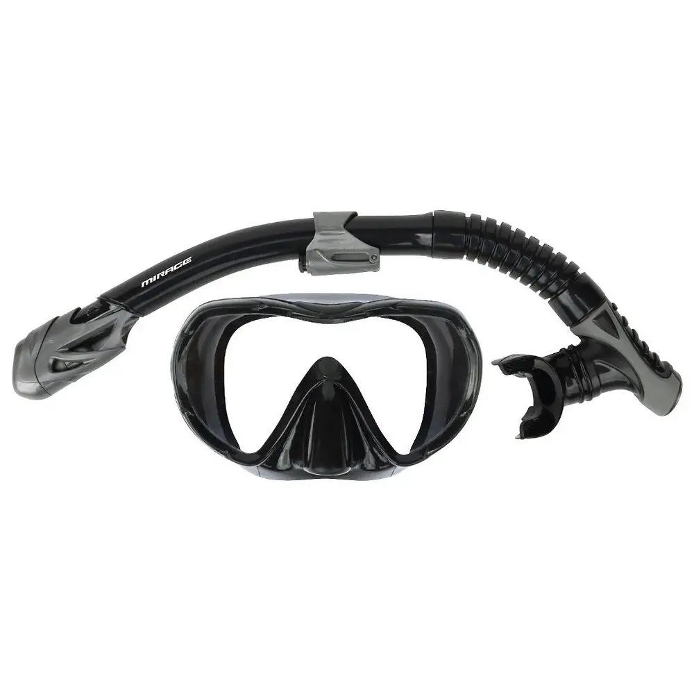 Mirage Infinity Dry Mask and Snorkel Underwater Swimming Set Adult Black