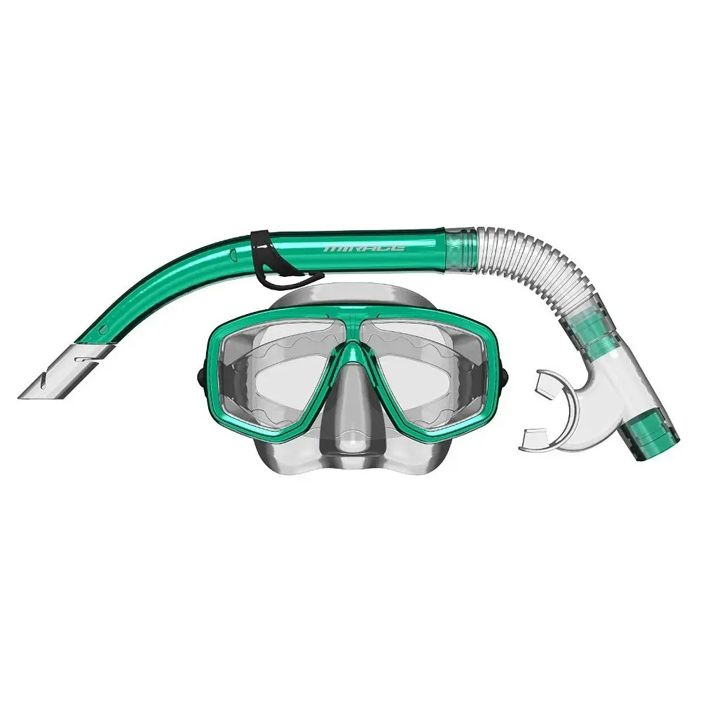 Mirage Cruise Silicone Underwater Swimming Mask and Snorkel Adult Green