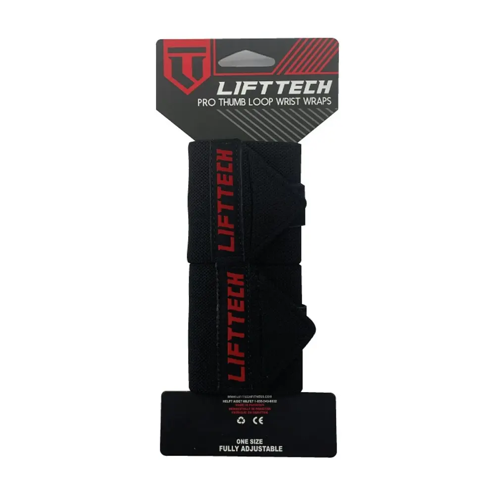 Lifttech Fitness 50.8cm Pro Thumb Loop Wrist Strap Wrap Lifting Training Support