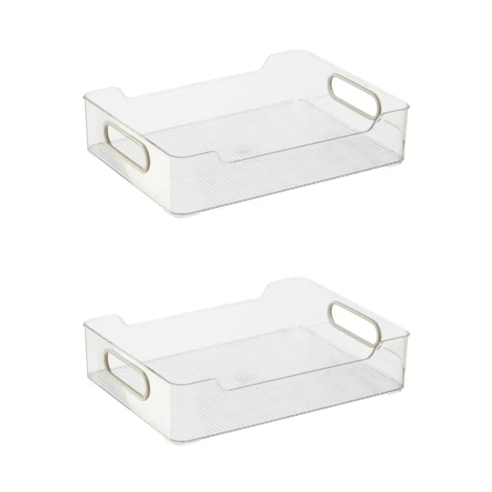 2x Oggi 30x22cm Cabinet Storage Bin Kitchen Food Organiser w/ Soft Grip Handles