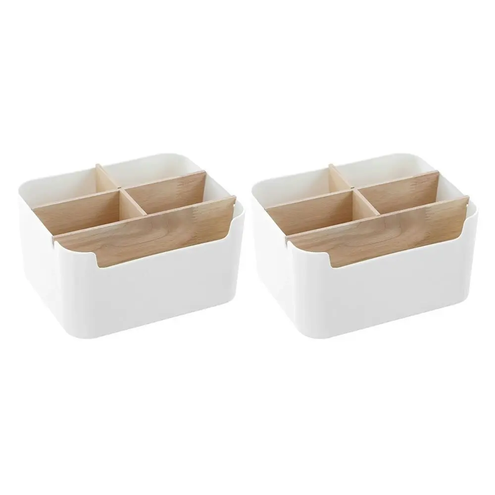 2PK Boxsweden 18.5cm Bano Organiser 5 Section Bamboo Bathroom/Home Storage Box