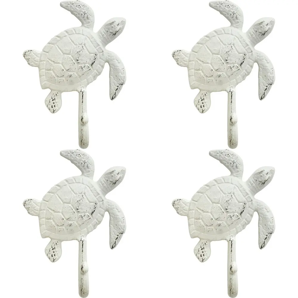 4x LVD Hook Turtle White Decorative Wall Hangers Home Organisation 10.5x4.5cm