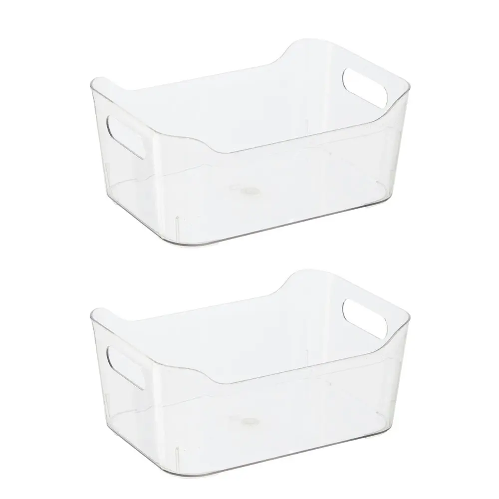 2x Oggi 24cm Storage Bin Home/Kitchen Food/Snack Pantry Organiser w/ Handles CLR