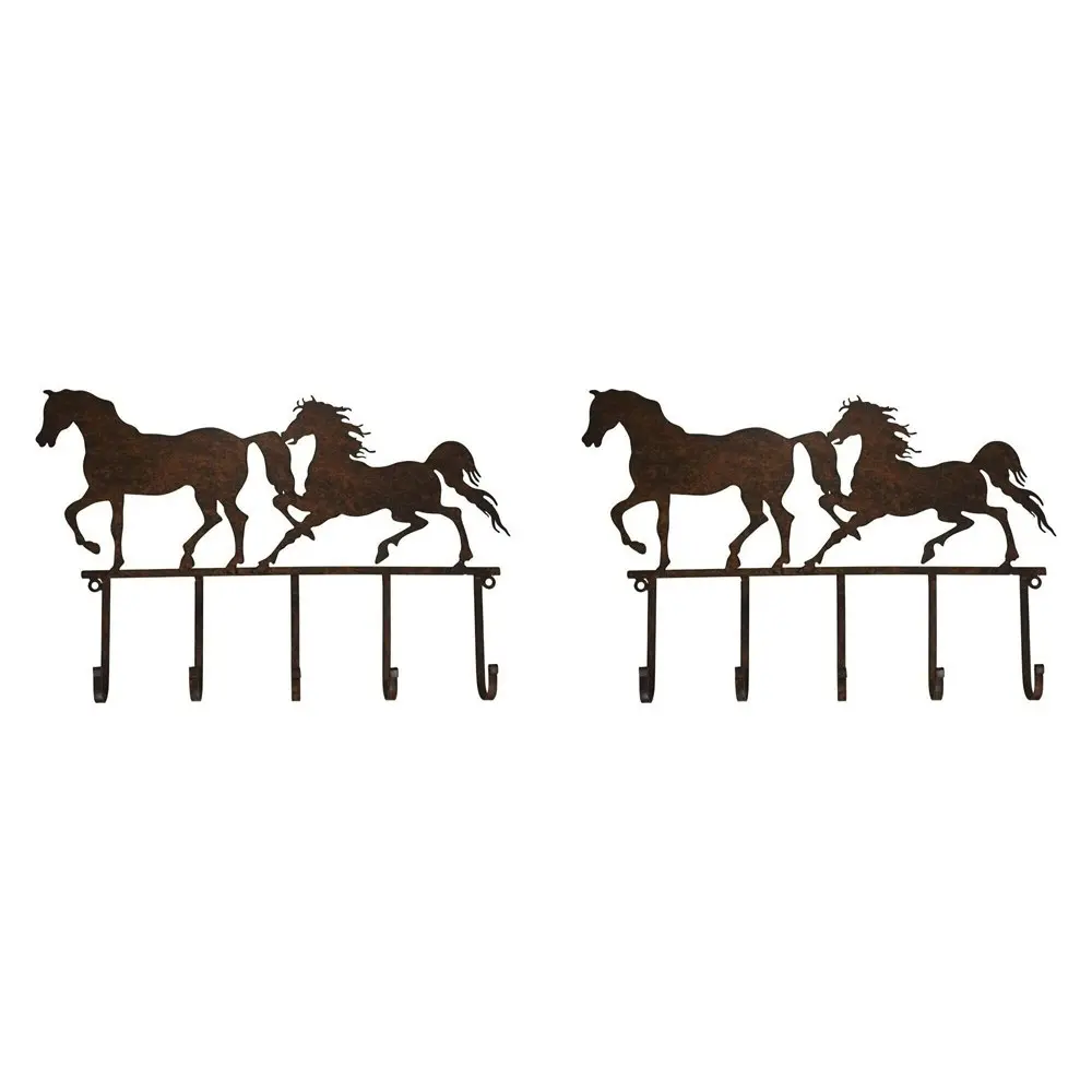 2x LVD Metal Hooks Running Horses Rustic Decorative Home Decor Organisation