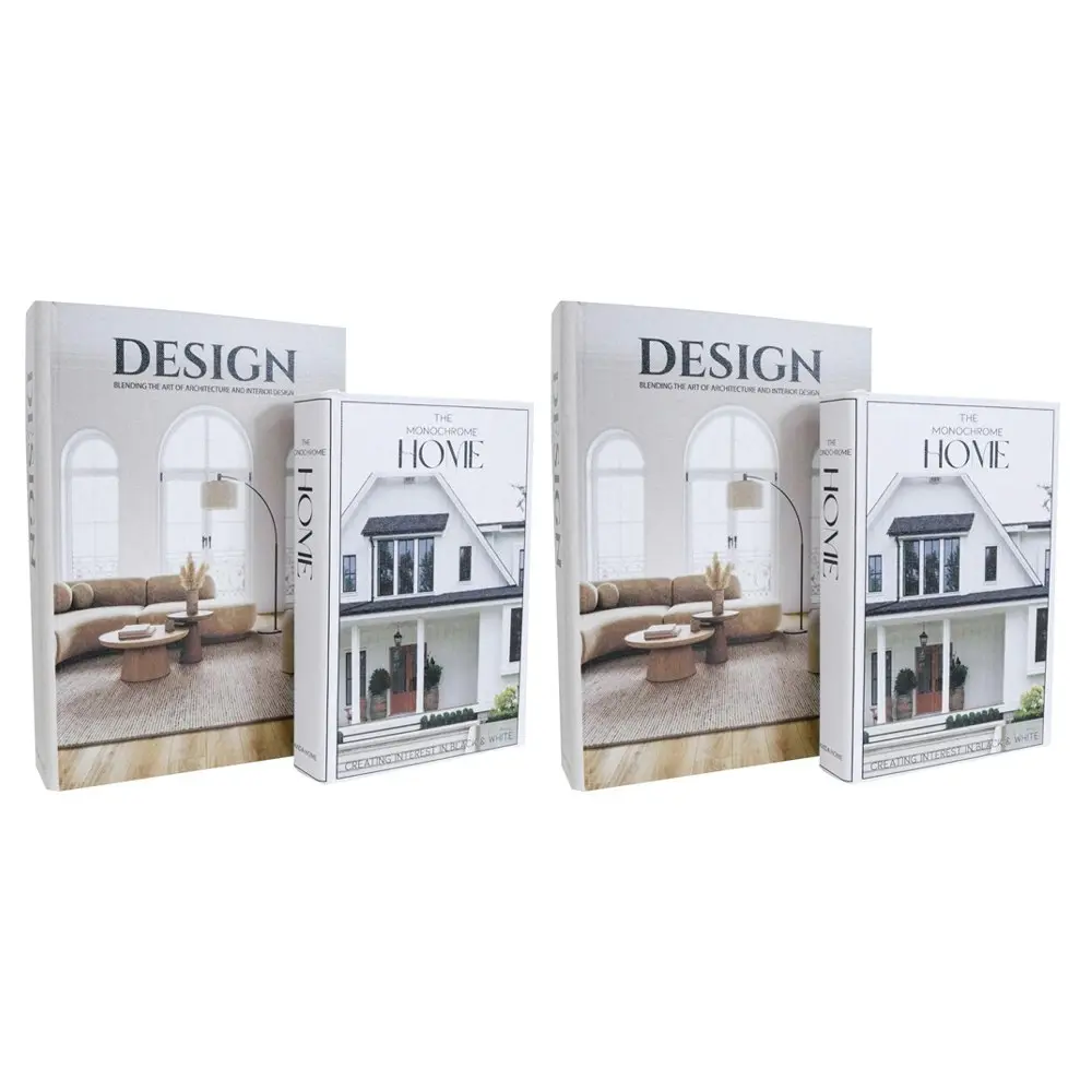 2x 2pc LVD Design Homes MDF/Canvas Book Box Living Room Decor Set 24cm/29cm