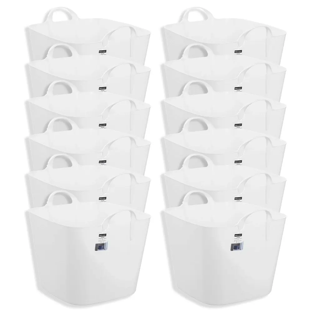 12x Boxsweden Square Flexible Tub 40L Storage Home Organiser w/ Handle Assorted