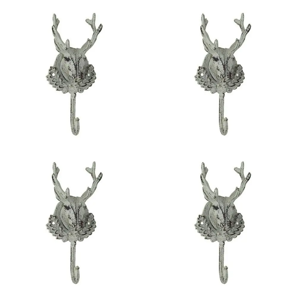 4x LVD Metal Decorative Hook Antique Deer Hanging/Hanger Home Decor 22cm White