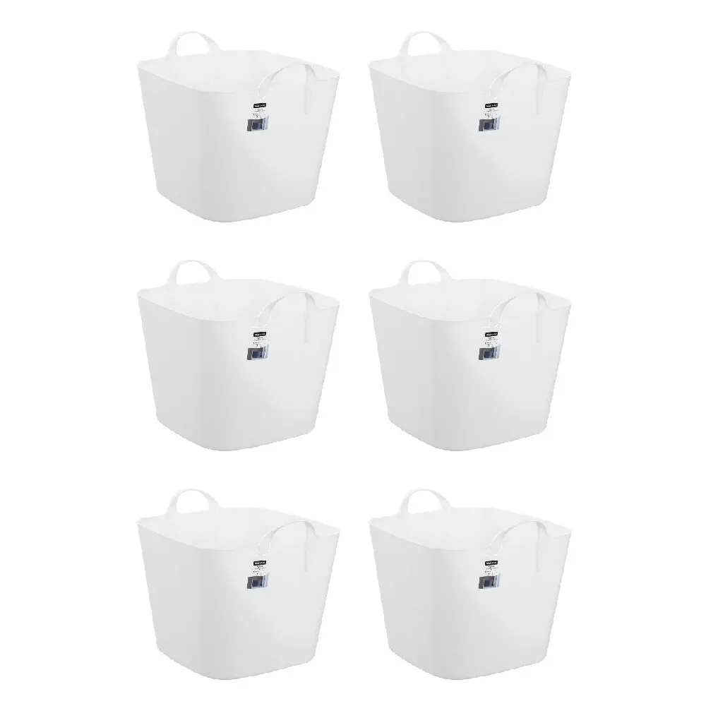 6x Boxsweden Square Flexible Tub 40L Storage Home Organiser w/ Handle Assorted