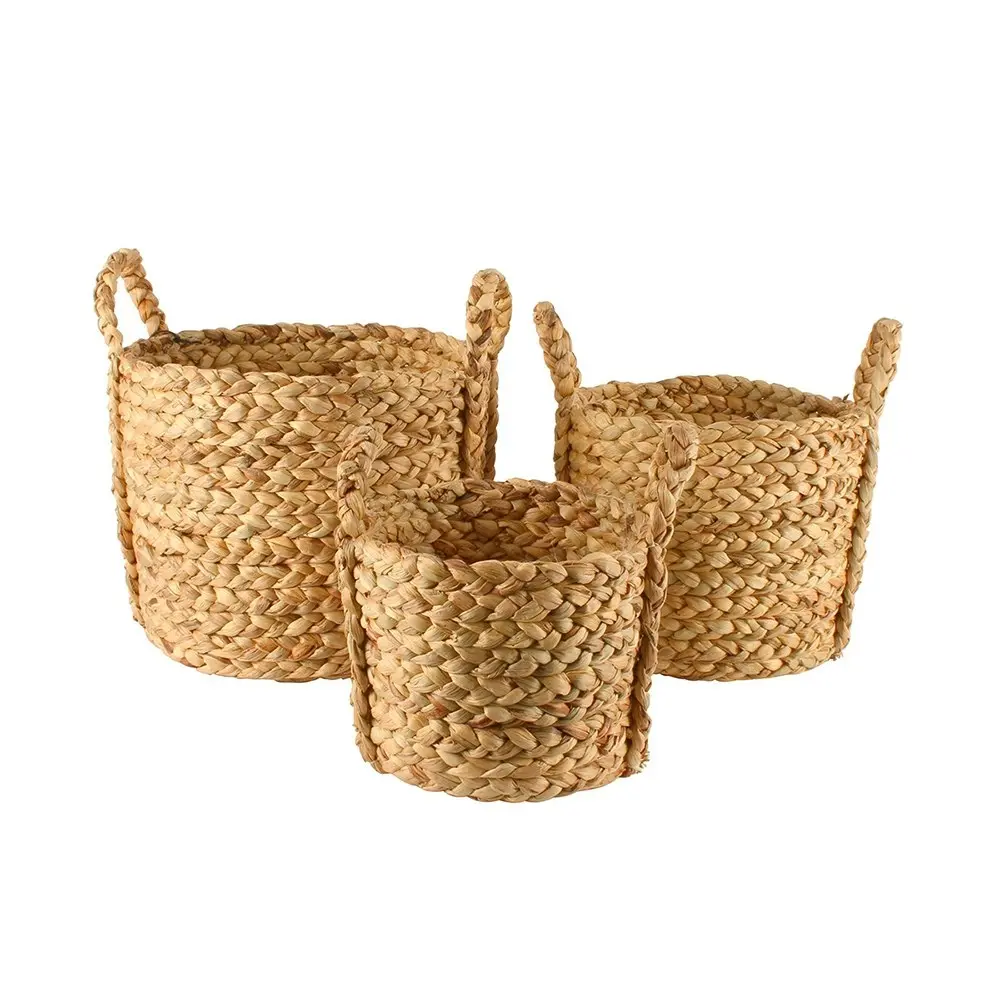 3pc Maine & Crawford Carlos 10/20/30cm Square Woven Storage Basket Set Natural