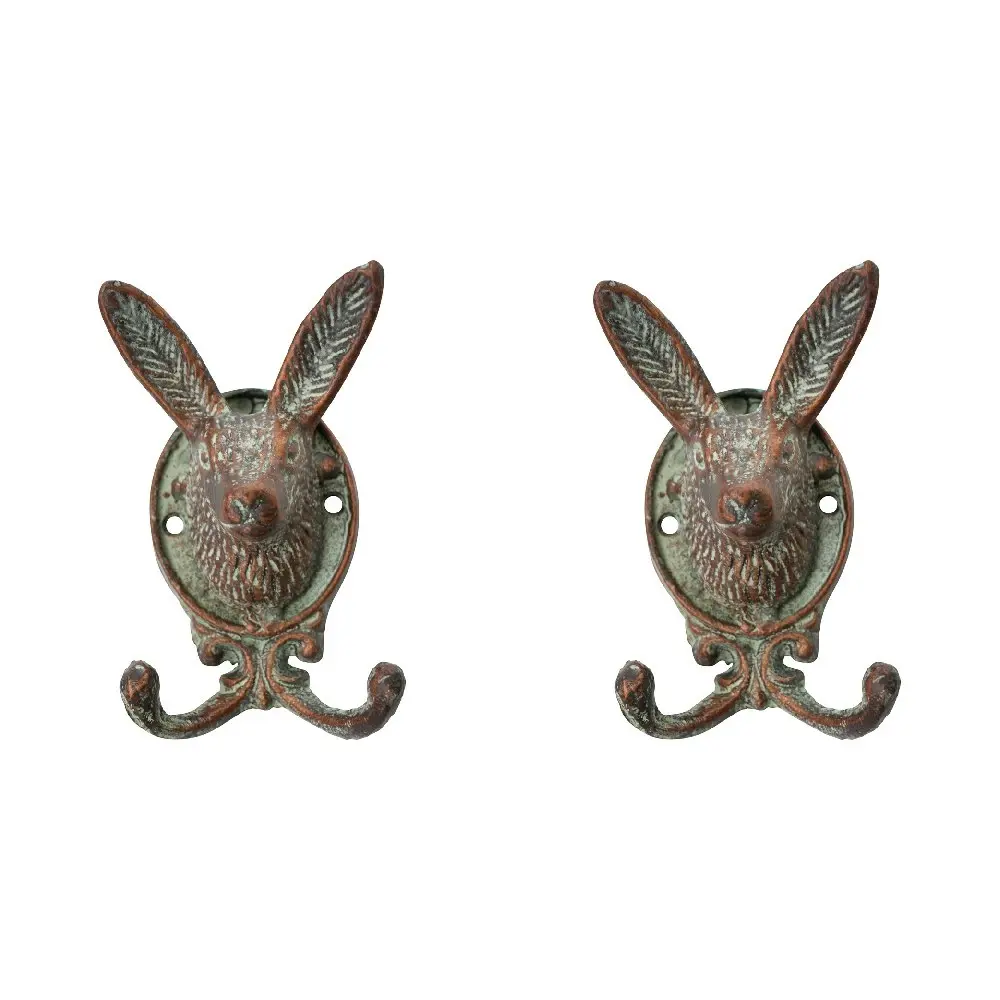 2x LVD Metal Decorative Hook Rabbit Wall Hanging/Hanger Home Decor 14cm Brown