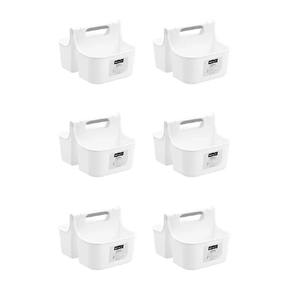 6x Boxsweden 2-Compartment Bathroom Caddy Storage Organiser Lrg 31x24.5cm White