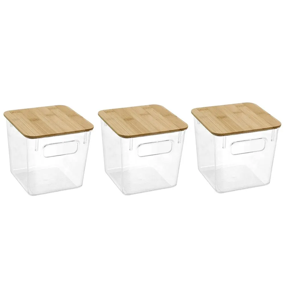 3x Boxsweden Crystal Encore Dry Food Pantry Storage Container w/ Bamboo Lid 15cm